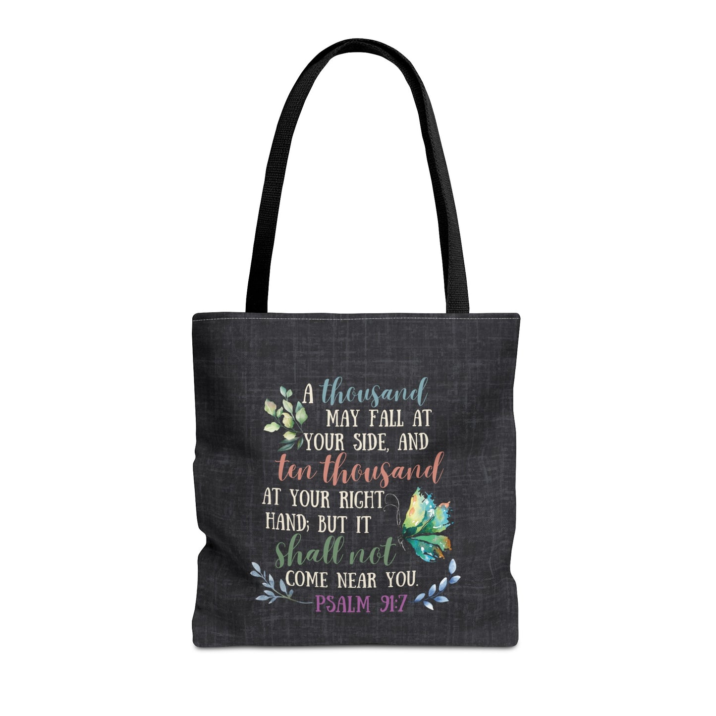 Psalm 91:7 Tote Bag, Christian Merch, Gifts of the Holy Spirit, Travel Bag, Bible Bag, , Book Bag, Getaway Bag, Secret Santa Gift, Gift for Church People