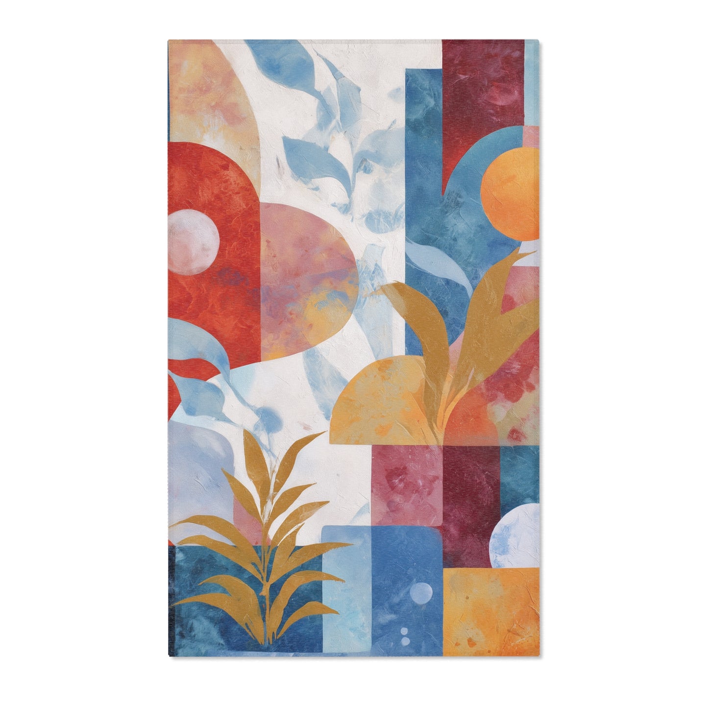 Modern Floral Boho Area Rug, Funky, Off White, & Unique Area Rugs, Custom Print Rug or Bathmat, 3 Sizes - 24x36 in, 36x60 in and 48x72 in
