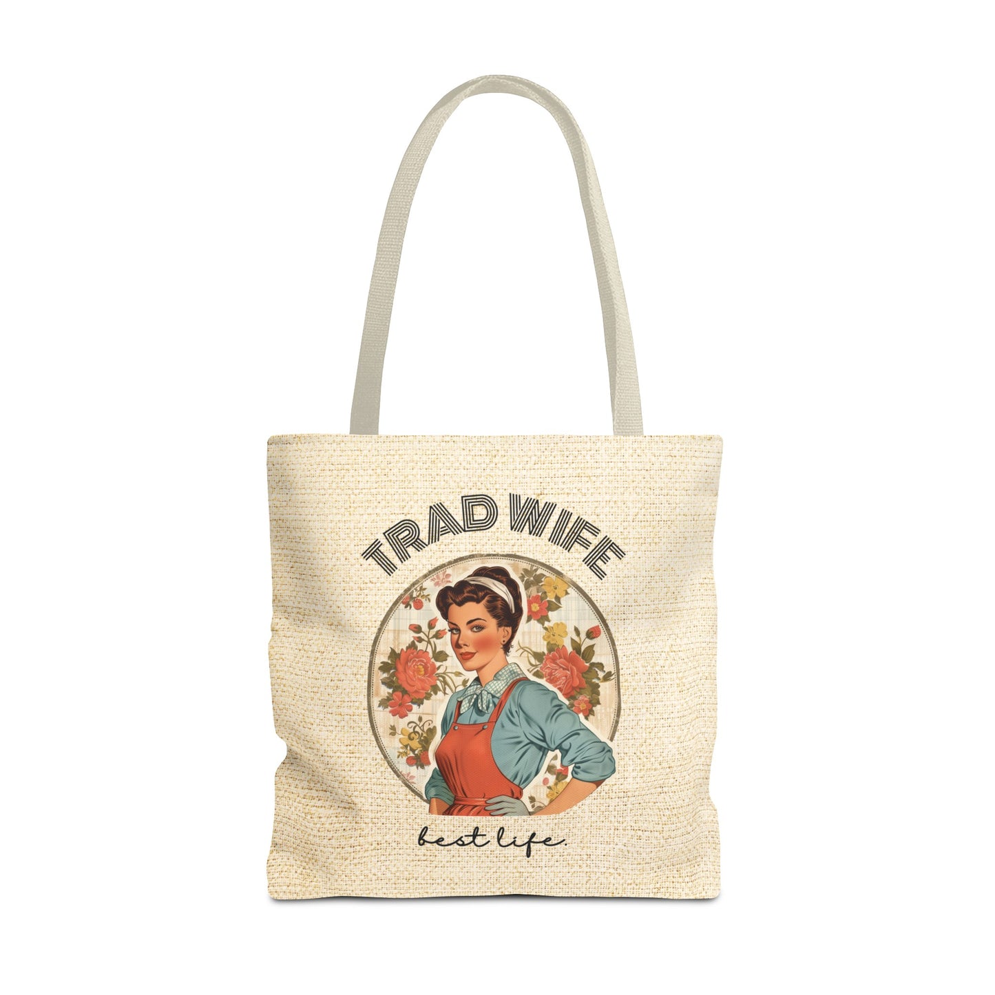Trad Wife Tote Bag (AOP), Wifey Travel Bag, Wifely Gift, Vintage Housewife Overnight Bag, Trad Wife Accessories, Getaway Bag, Bible Bag, Book Bag, Beach Bag
