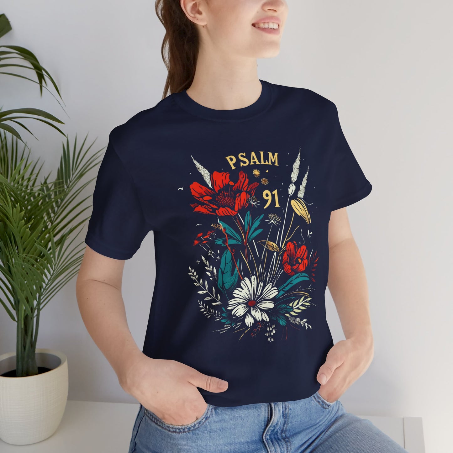 Psalm 91 Unisex Jersey T-Shirt, Bible Verse Shirt, Christian Tee, Jesus Apparel, Christian Merch, Best Christian Gifts, Christian Women's Clothing