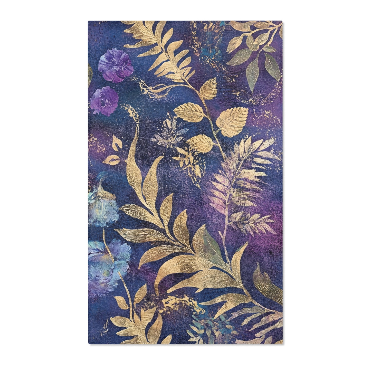 Modern Boho Floral Purple Area Rug, Funky, Colorful, & Unique Area Rugs, Custom Print Rug Bathmat, 3 Sizes - 24x36 in, 36x60 in and 48x72 in