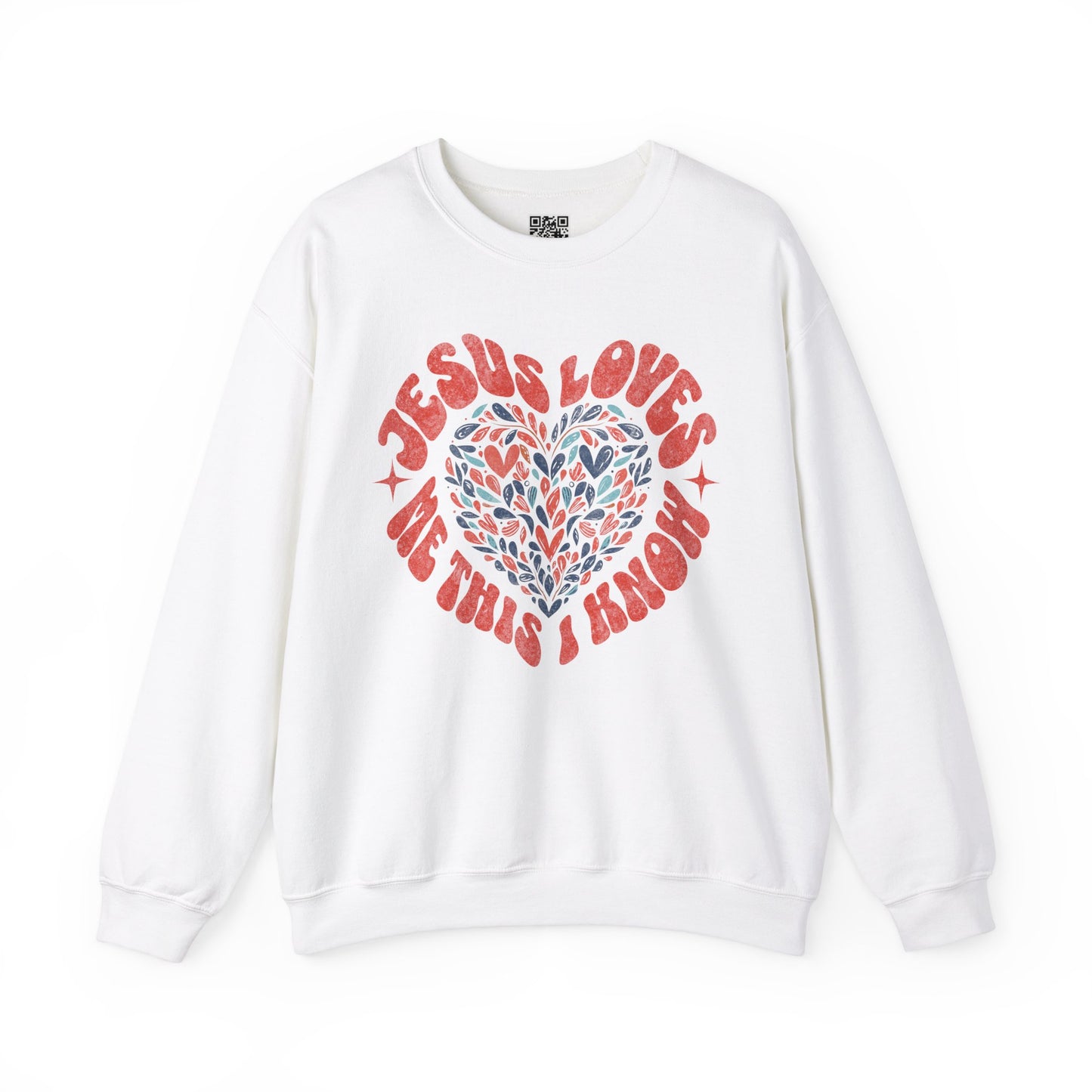 Jesus Loves Me This I Know Unisex Heavy Blend Crewneck Sweatshirt, Christian Merch, Christian Streetwear, Ministry Shirt, Faith Based Shirt, Jesus Apparel