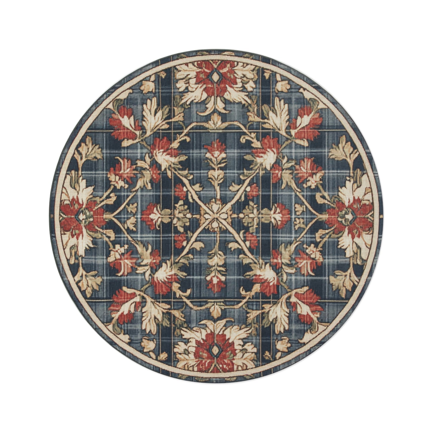 William Morris Inspired Round Area Rug, Traditional, Colorful Cool Unique Area Rugs, Unique 60" Round Rug, Custom Print Available