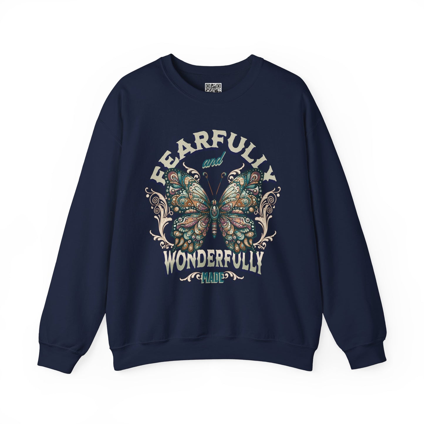 Fearfully and Wonderfully Made Unisex Heavy Blend Crewneck Sweatshirt, Christian Merch, Christian Streetwear, Ministry Shirt, Faith Based Shirt, Jesus Apparel
