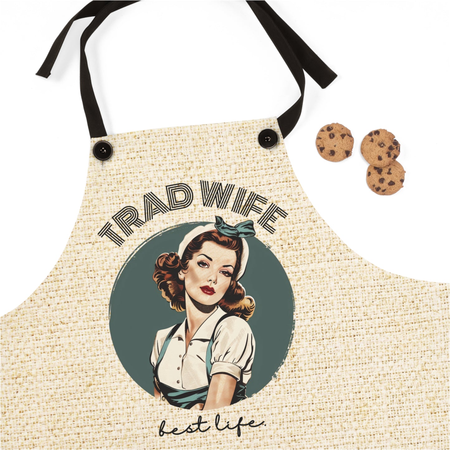 Trad Wife Apron (AOP), Cute Housewife Apron, Vintage Homemaker Kitchen Accessories, Gifts for Traditional Women, Wifely Cooking Gifts