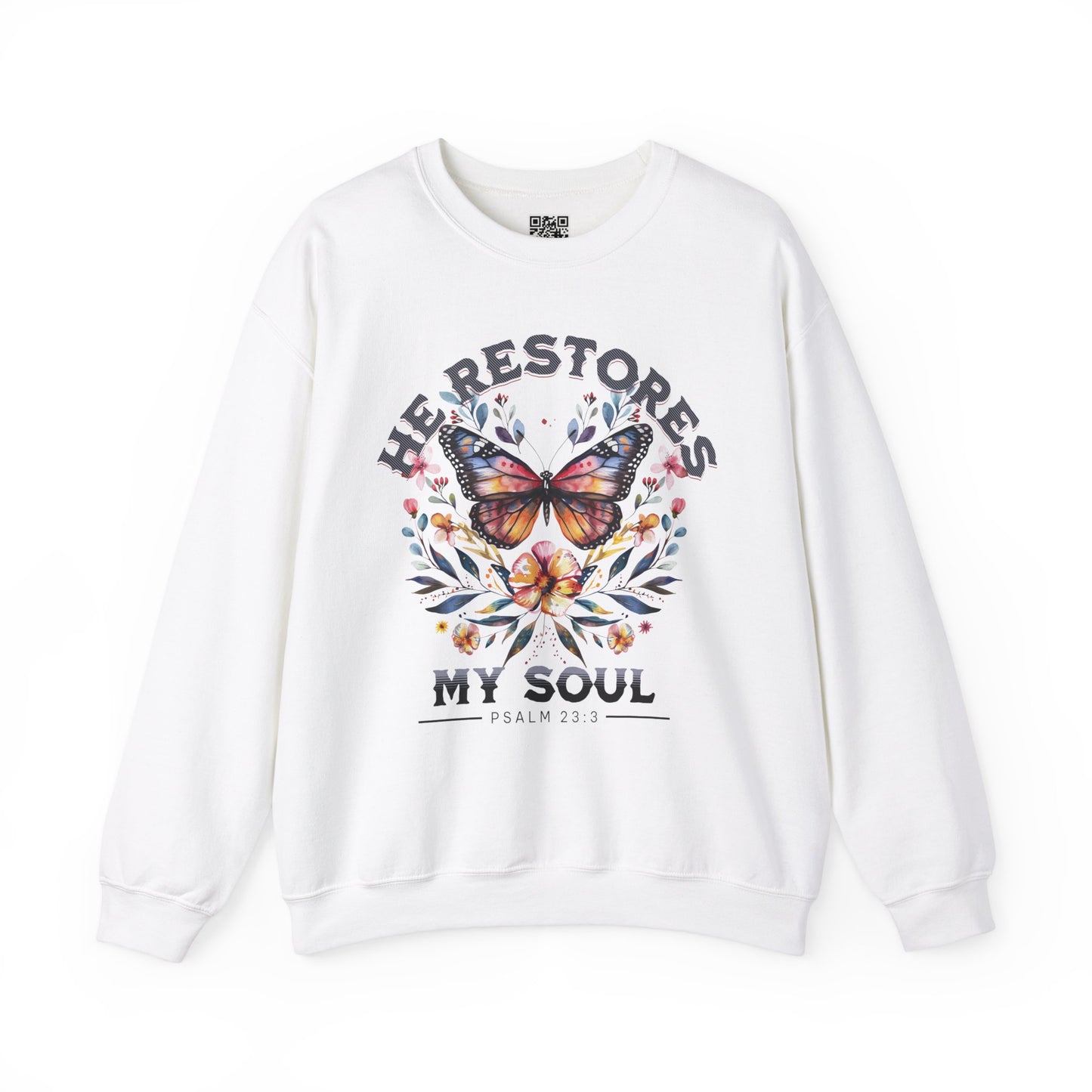 He Restores My Soul Unisex Heavy Blend Crewneck Sweatshirt, Christian Merch, Christian Streetwear, Ministry Shirt, Faith Based Shirt, Jesus Apparel