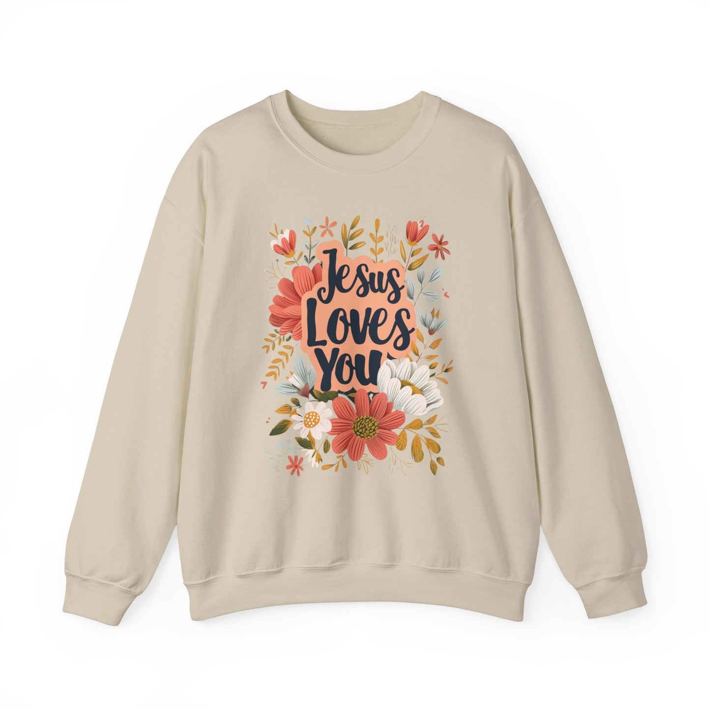 Jesus Loves You Unisex Heavy Blend Crewneck Sweatshirt, Christian Merch, Christian Streetwear, Ministry Shirt, Faith Based Shirt, Jesus Apparel