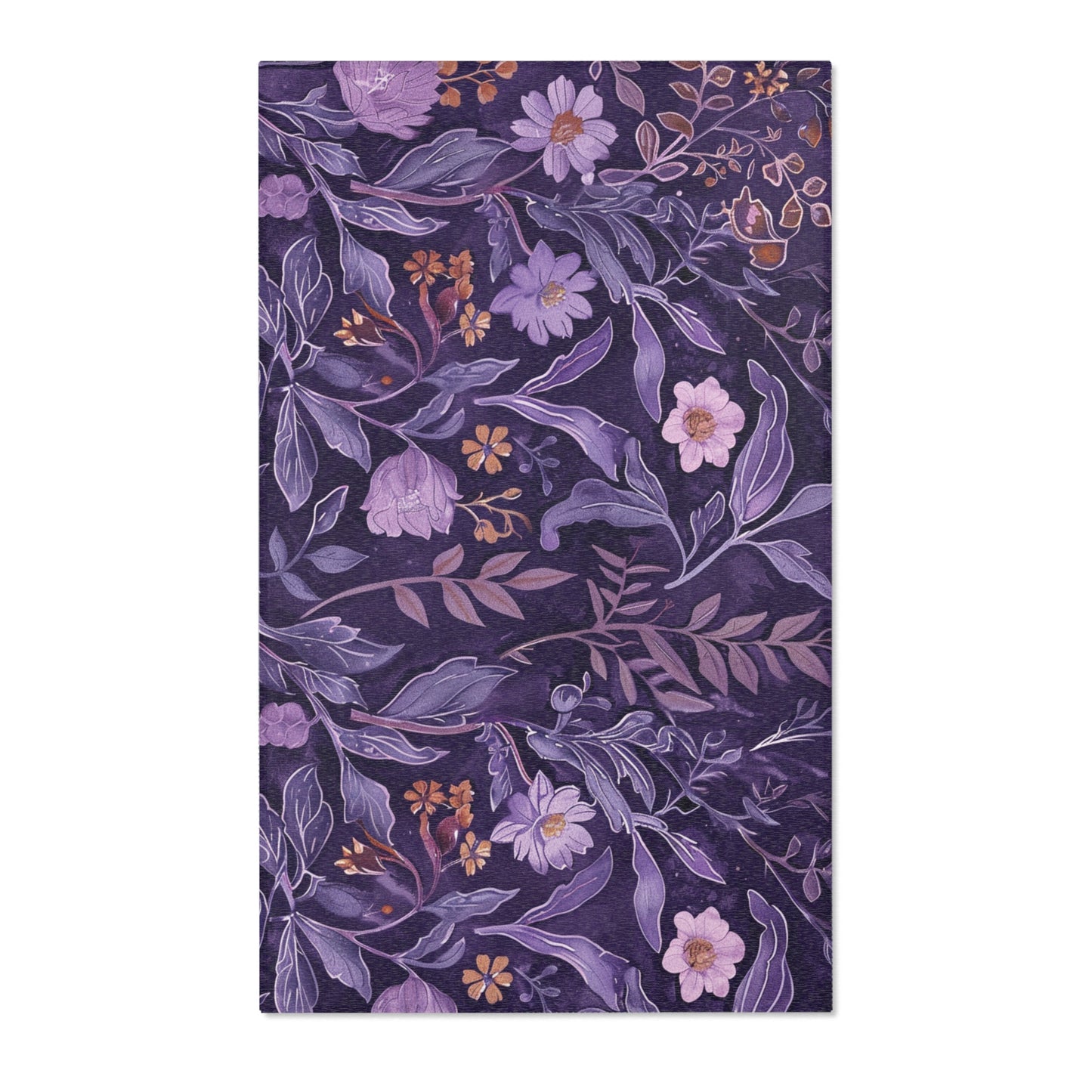 Modern Boho Floral Lavender Area Rug, Funky, Colorful, & Unique Area Rugs, Custom Print Rug Bathmat, 3 Sizes-24x36 in, 36x60 in and 48x72 in