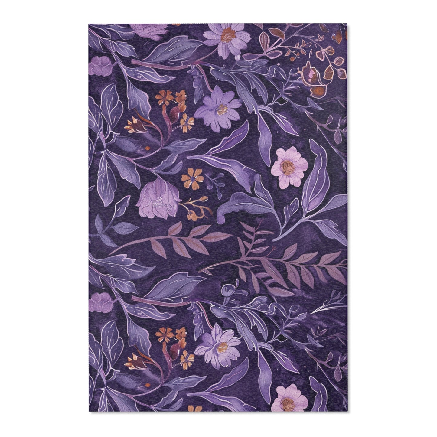 Modern Boho Floral Lavender Area Rug, Funky, Colorful, & Unique Area Rugs, Custom Print Rug Bathmat, 3 Sizes-24x36 in, 36x60 in and 48x72 in