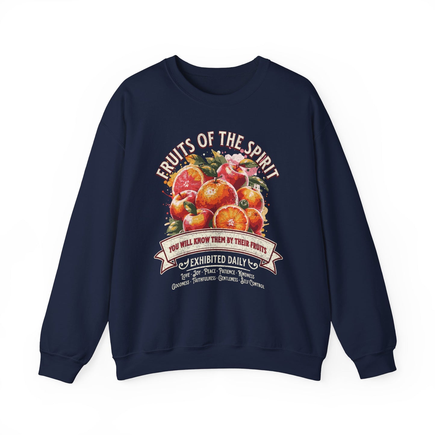 Fruits of the Spirit Unisex Heavy Blend Crewneck Sweatshirt, Christian Merch, Christian Streetwear, Ministry Shirt, Faith Based Shirt, Praise Sweater