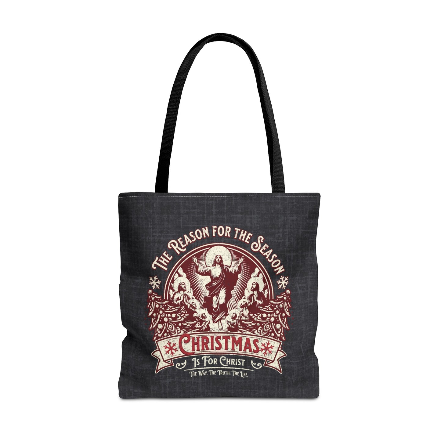 Jesus is the Reason Christmas Tote Bag, Christmas is for Christ, The Way the Truth the Life, Travel Bag, Bible Bag, Gift for Christmas Party, Book Bag, Getaway Bag, Secret Santa Gift