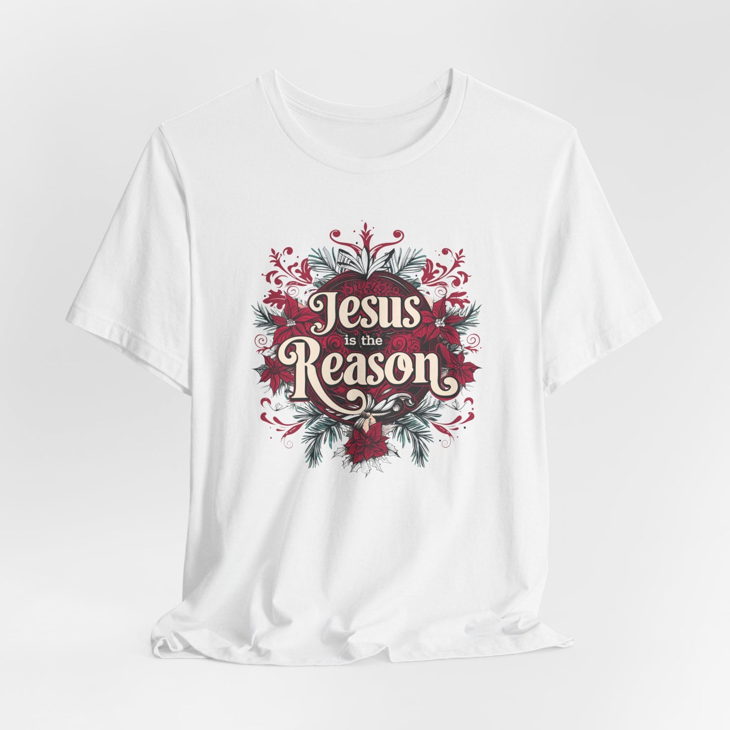 Jesus is the Reason Christmas T-Shirt, Unisex Jersey Crewneck, Christian Christmas Tee, Gift for Church Friend, Christian Christmas Gift, Christian Merch, Religious Apparel
