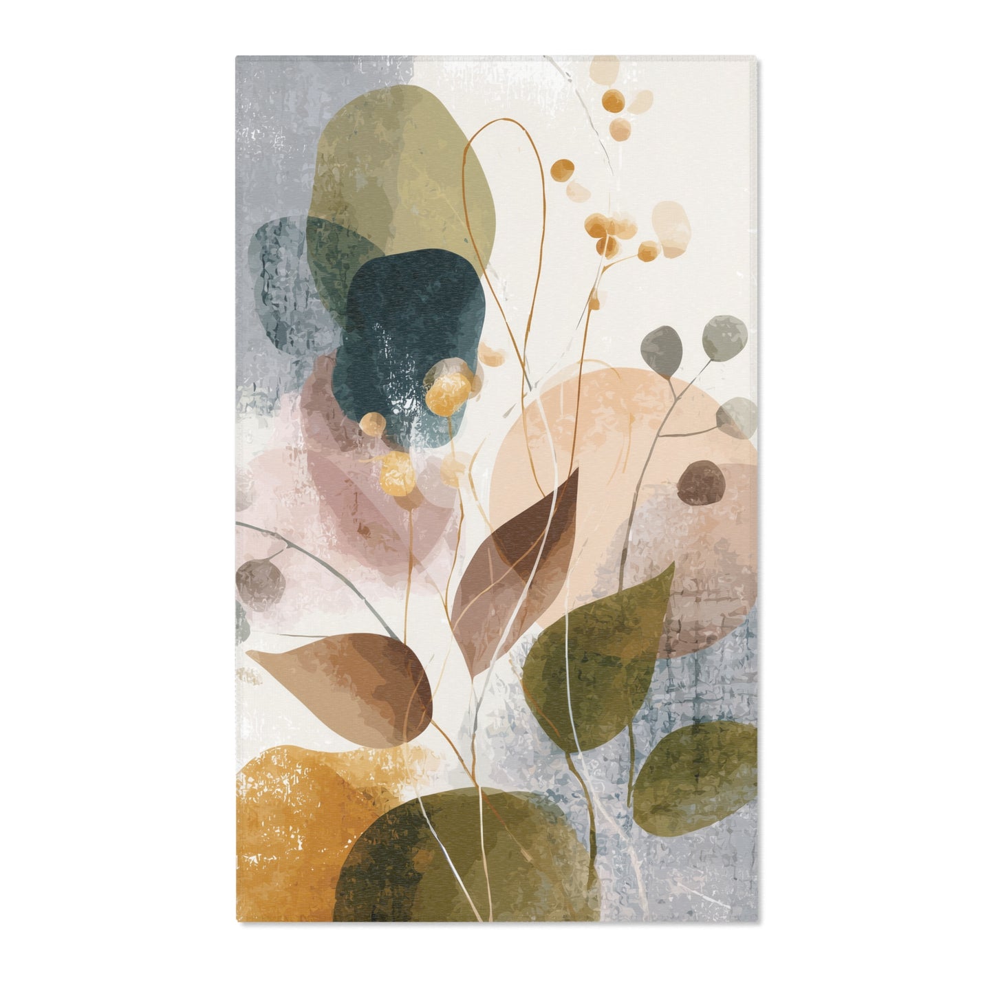 Modern Floral Boho Area Rug, Funky, Off White, & Unique Area Rugs, Custom Print Rug or Bathmat, 3 Sizes - 24x36 in, 36x60 in and 48x72 in