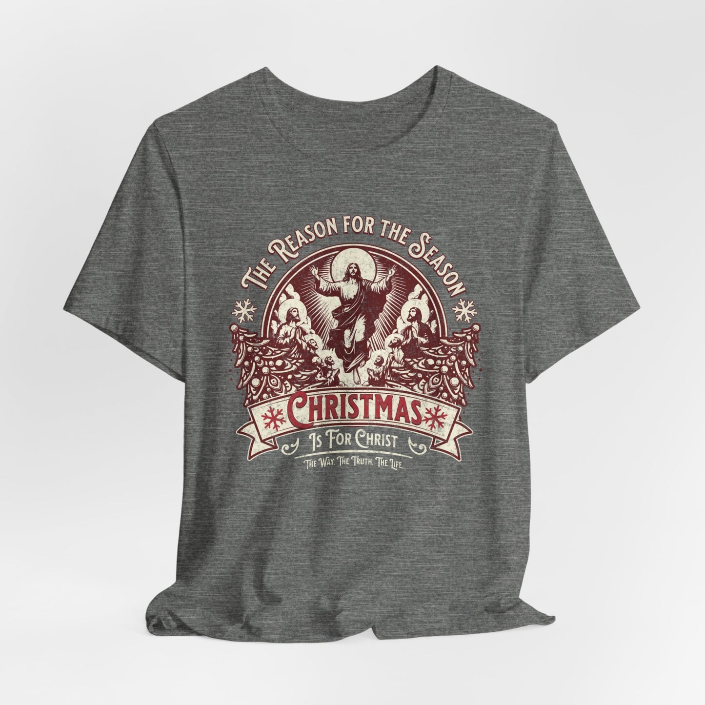 Jesus is the Reason Christmas T-Shirt, Unisex Jersey Crewneck, Christian Christmas Tee, Gift for Church Friend, Christian Christmas Gift, Christian Merch, Religious Apparel