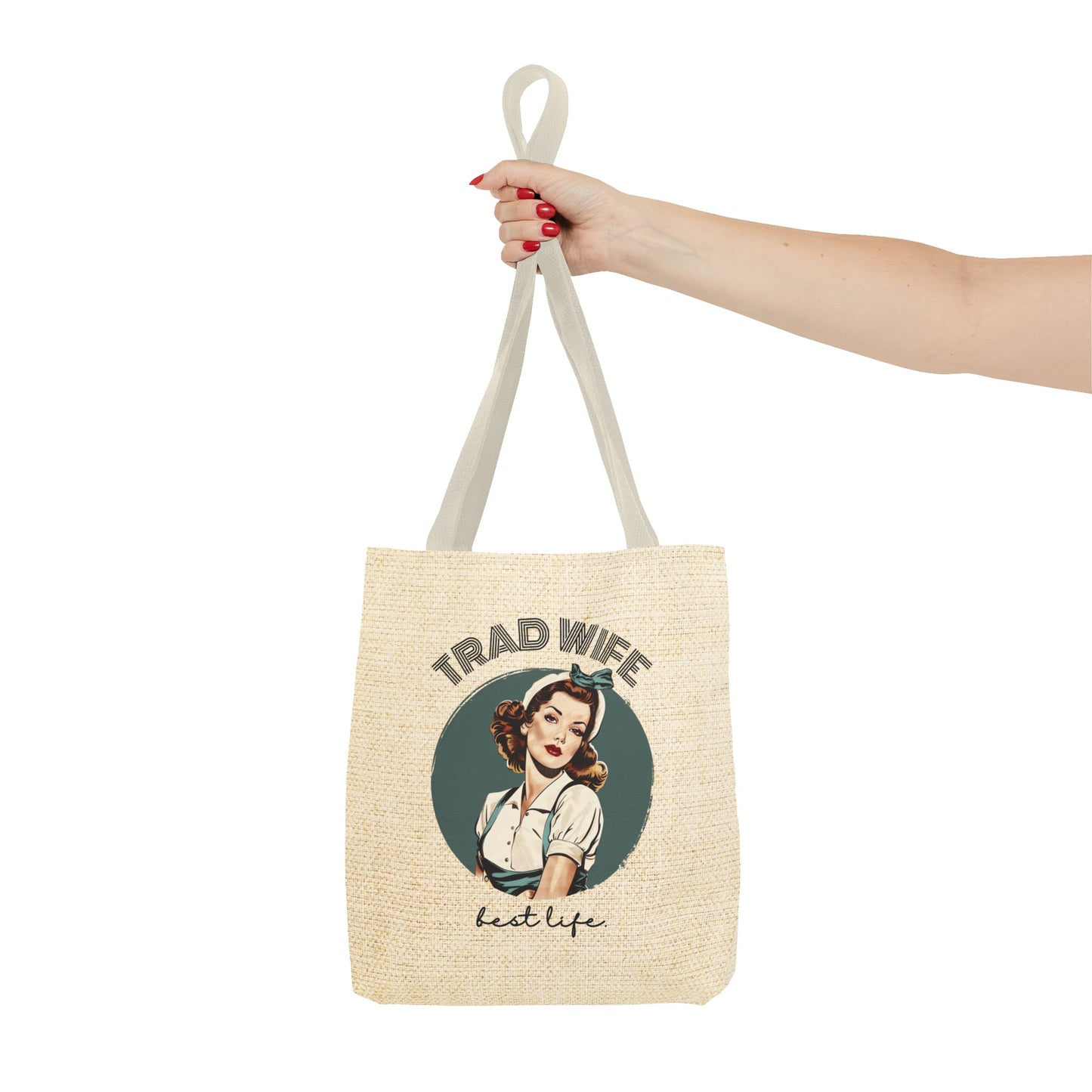 Trad Wife Tote Bag (AOP), Wifey Travel Bag, Wifely Gift, Vintage Housewife Overnight Bag, Trad Wife Accessories, Getaway Bag, Bible Bag, Book Bag, Beach Bag