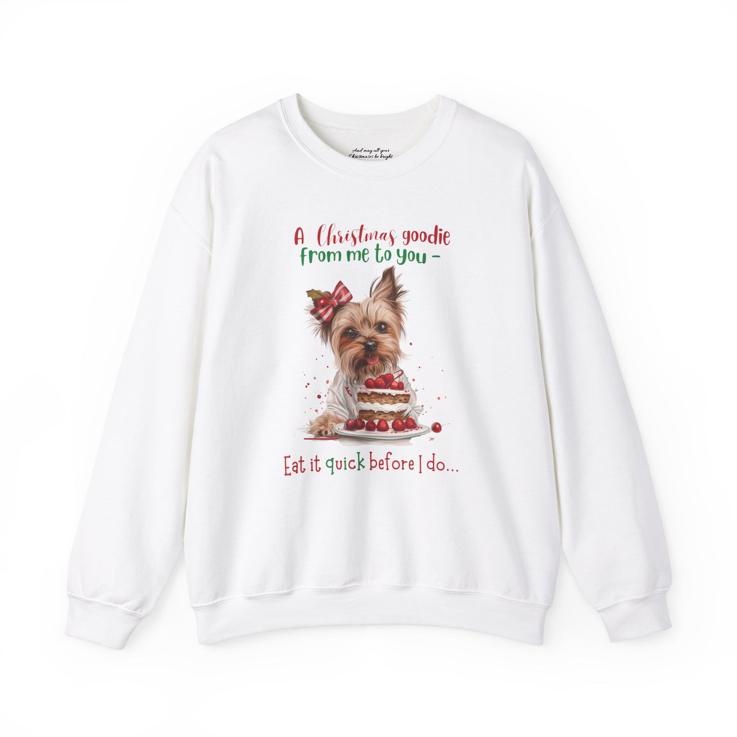 Cute Yorkie Christmas Sweatshirt, Unisex Heavy Blend™ Crewneck, Dog People or Veterinarian Gift, Dog Christmas Shirt, Cute Gift From Dog
