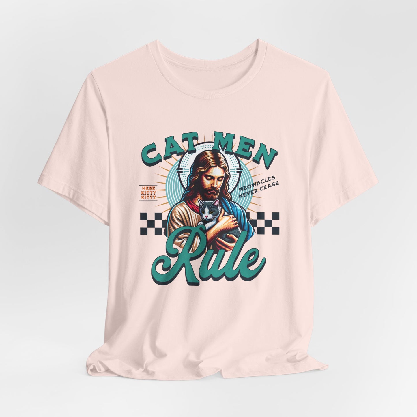 Cat Men Rule Jesus Tee, Cuddling Cat Christian Shirt, Unisex Christian T-Shirt, Funny Cat Lover Gift, Cat Dad Tee