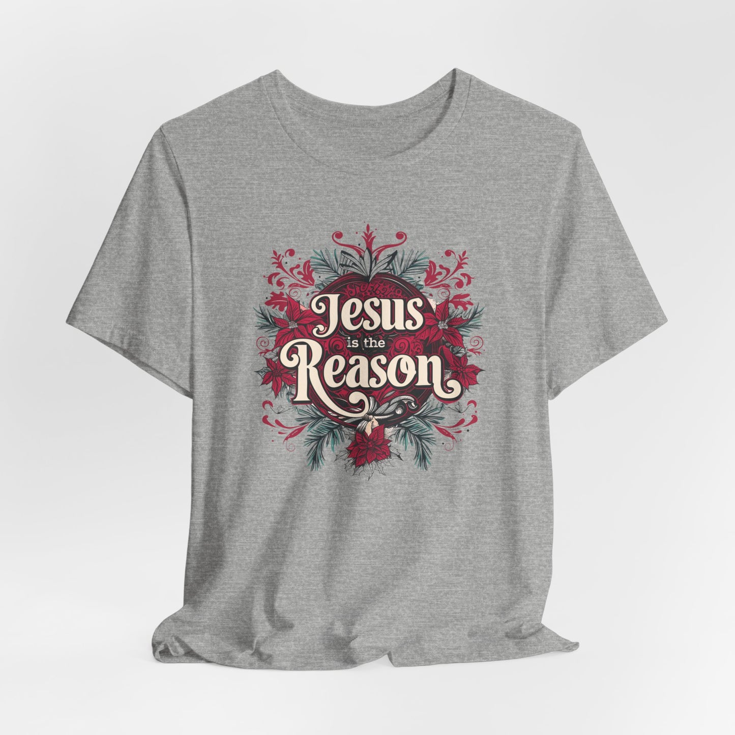Jesus is the Reason Christmas T-Shirt, Unisex Jersey Crewneck, Christian Christmas Tee, Gift for Church Friend, Christian Christmas Gift, Christian Merch, Religious Apparel