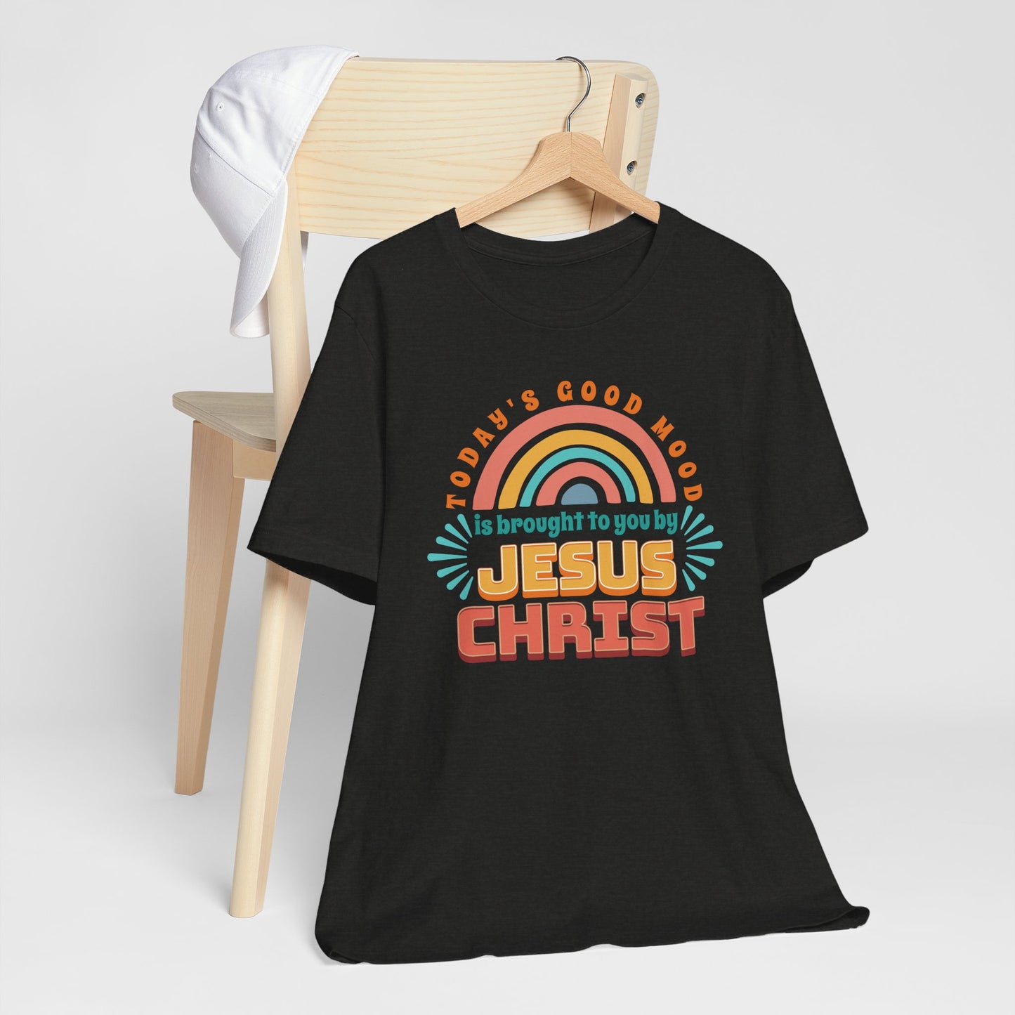 Today's Good Mood is Brought to You by Jesus Christ Unisex Jersey Short Sleeve Tee, Christian Merch, Jesus Loves You, Faith Based Shirt, Christian Apparel, Jesus Apparel