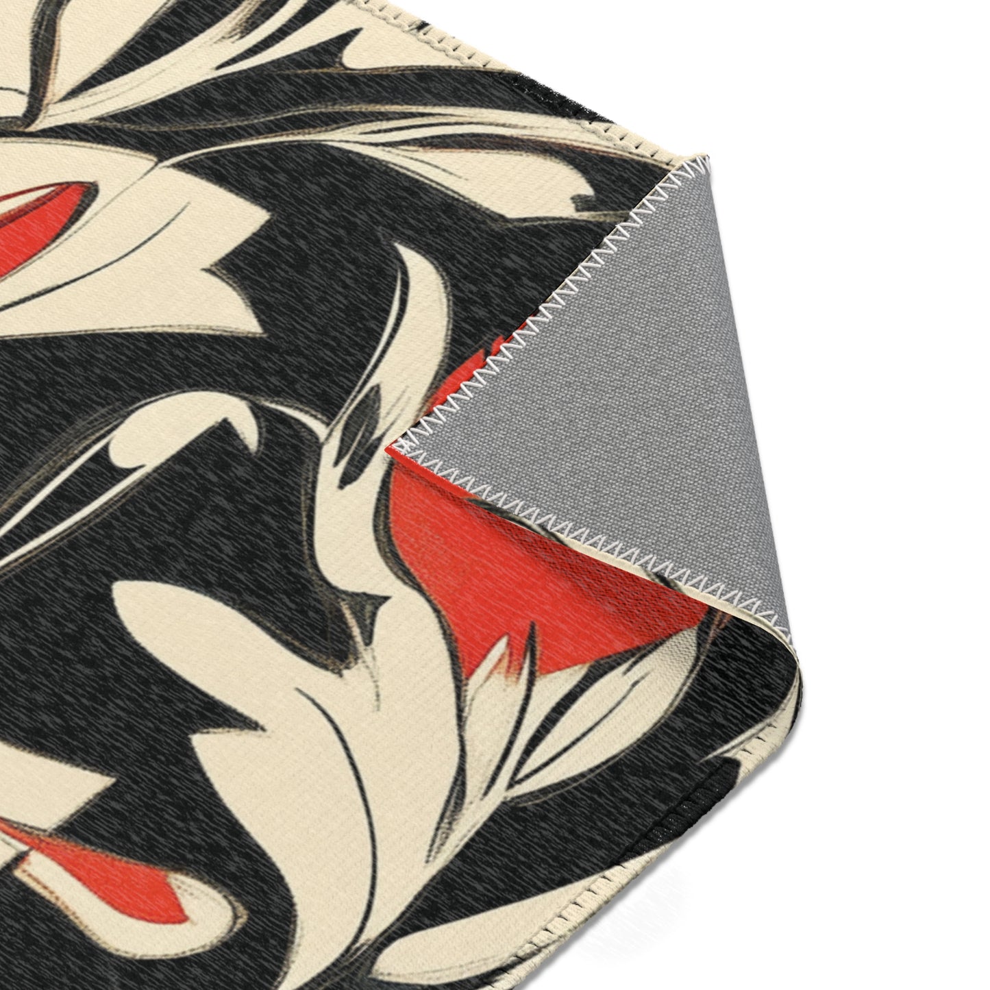 Modern Floral Boho Area Rug, Funky, Off White, & Unique Area Rugs, Custom Print Rug or Bathmat, 3 Sizes - 24x36 in, 36x60 in and 48x72 in
