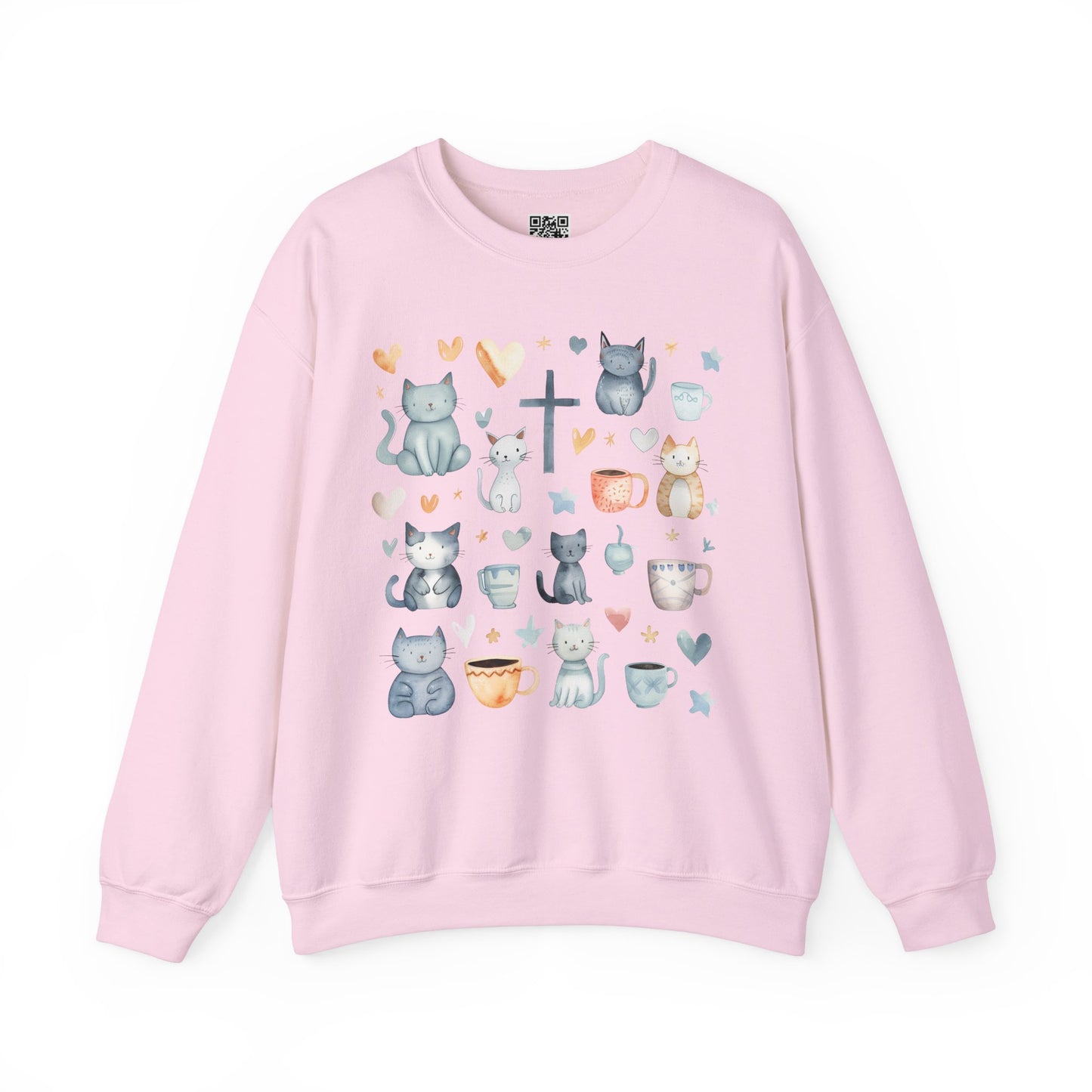 Jesus, Cats, and Coffee Unisex Heavy Blend Crewneck Sweatshirt, Christian Merch, Christian Streetwear, Ministry Shirt, Faith Based Shirt, Jesus Apparel
