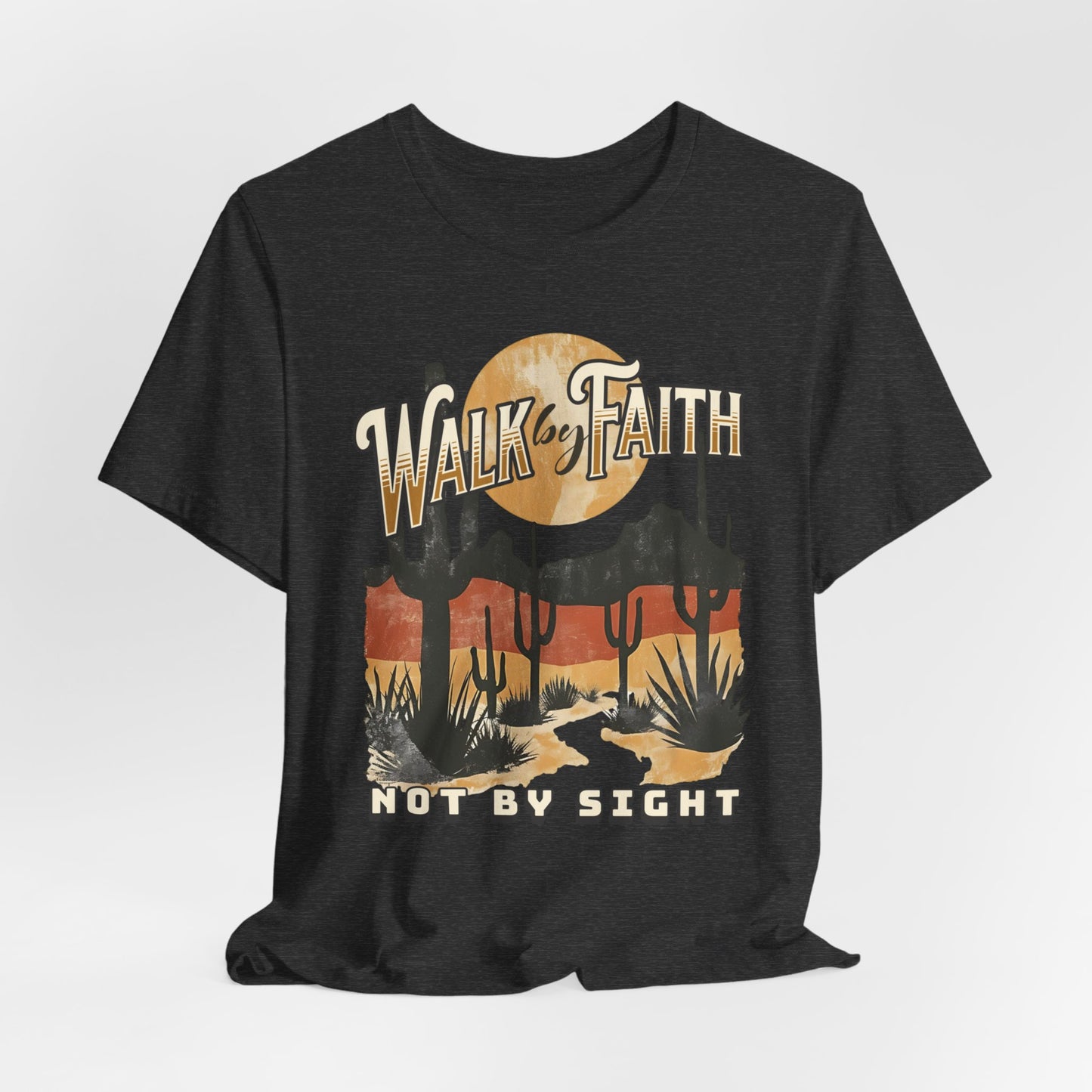 Walk by Faith T-Shirt - Unisex Jersey Short Sleeve Tee, Christian Merch, Christian Streetwear, Faith Based Shirt, Jesus Apparel