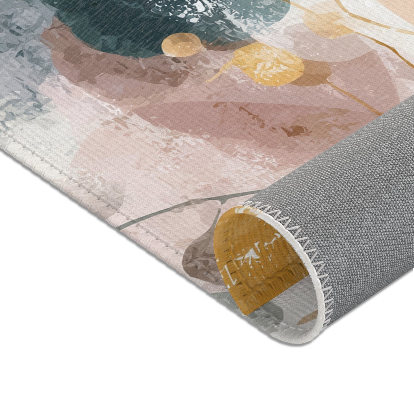 Modern Floral Boho Area Rug, Funky, Off White, & Unique Area Rugs, Custom Print Rug or Bathmat, 3 Sizes - 24x36 in, 36x60 in and 48x72 in
