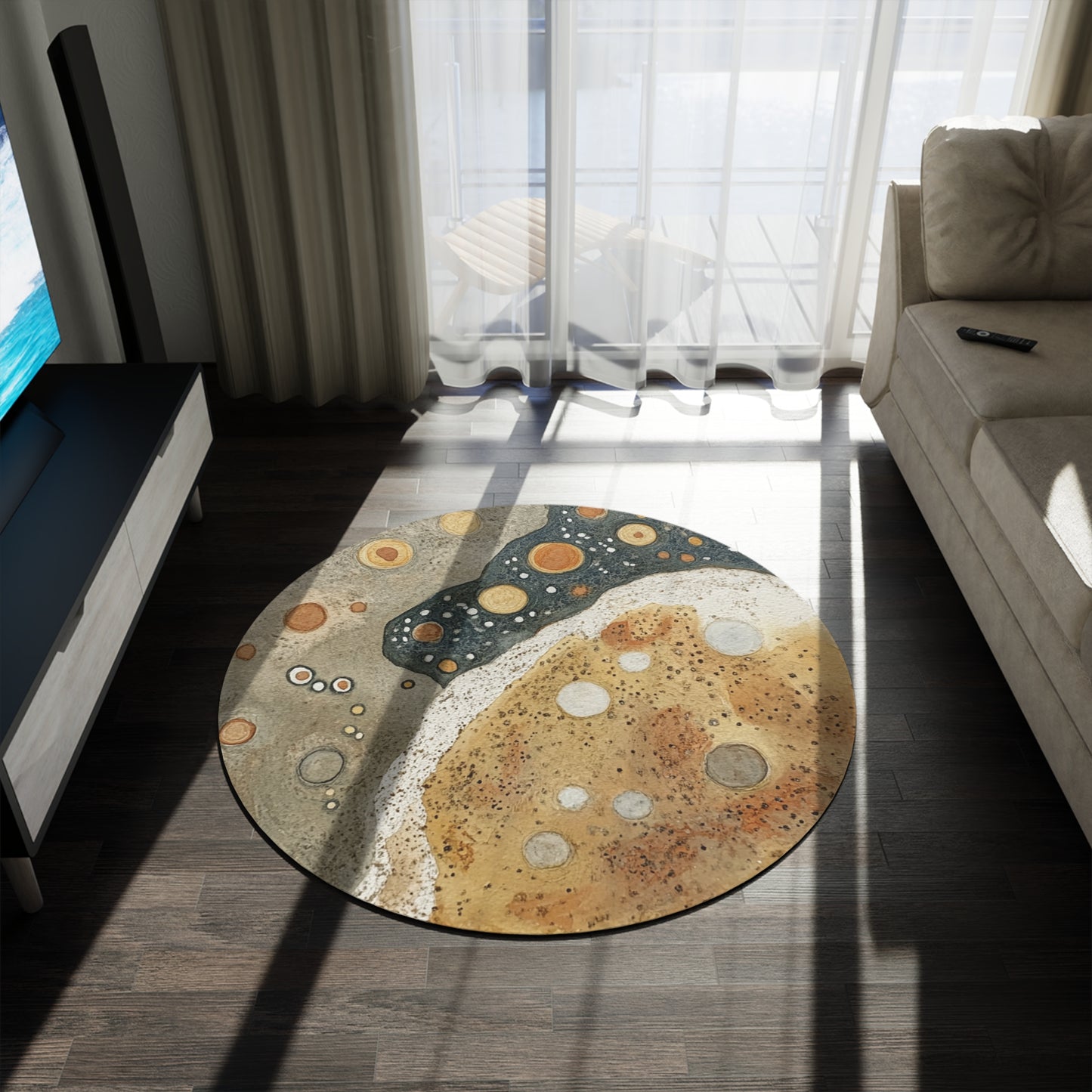 Round Mushroom Spore Area Rug, Funky & Unique Fairycore Area Rugs, Unique 60" Round Rug, Custom Print Available
