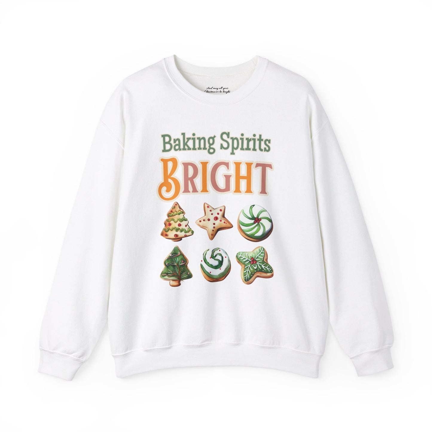 Baking Spirits Bright Cookie Sweatshirt, Unisex Heavy Blend™ Crewneck, Christmas Cookie, Baking Lover Gifts, Presents for Mom, Punny Shirt