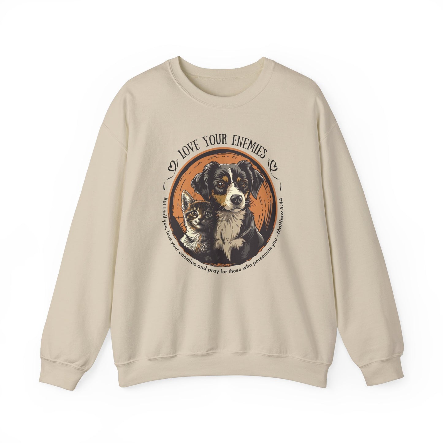 Love Your Enemies Unisex Heavy Blend™ Crewneck Sweatshirt, Christian Merch, Christian Streetwear, Ministry Shirt, Jesus Apparel, Religious Tee, Gift for Church Friend