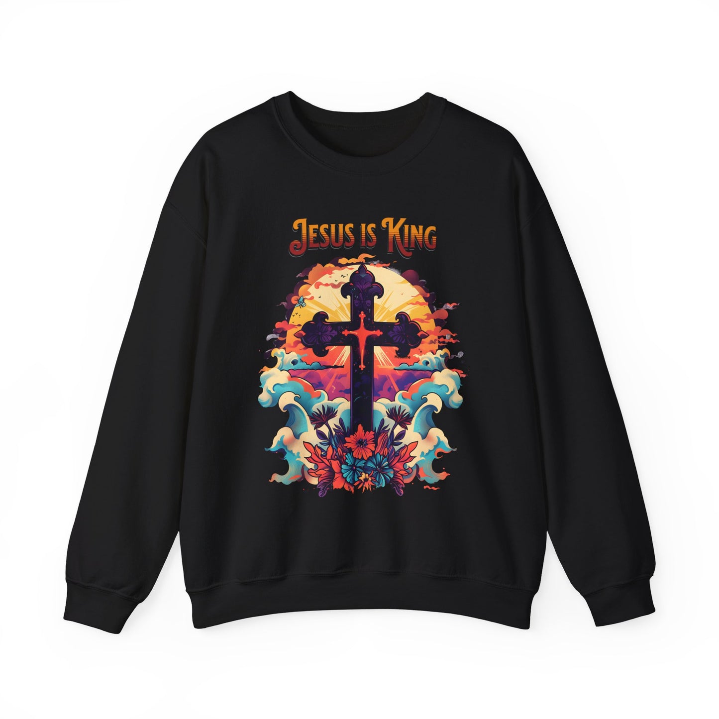 Jesus is King Unisex Heavy Blend™ Crewneck Sweatshirt, Christian Merch, Christian Streetwear, Ministry Shirt, Jesus Apparel, Jesus Freak Tee