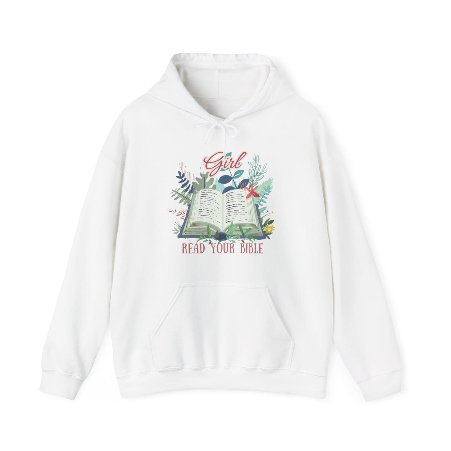 Girl Read your Bible Unisex Heavy Blend™ Hooded Sweatshirt, Christian Merch, Christian Streetwear, Ministry Shirt, Faith Based Shirt, Praise Hoodie
