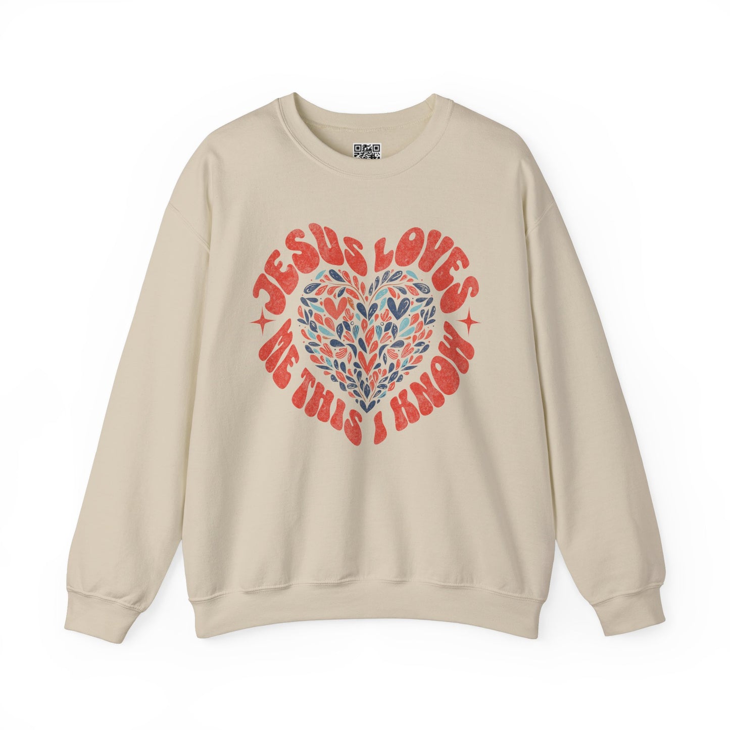 Jesus Loves Me This I Know Unisex Heavy Blend Crewneck Sweatshirt, Christian Merch, Christian Streetwear, Ministry Shirt, Faith Based Shirt, Jesus Apparel