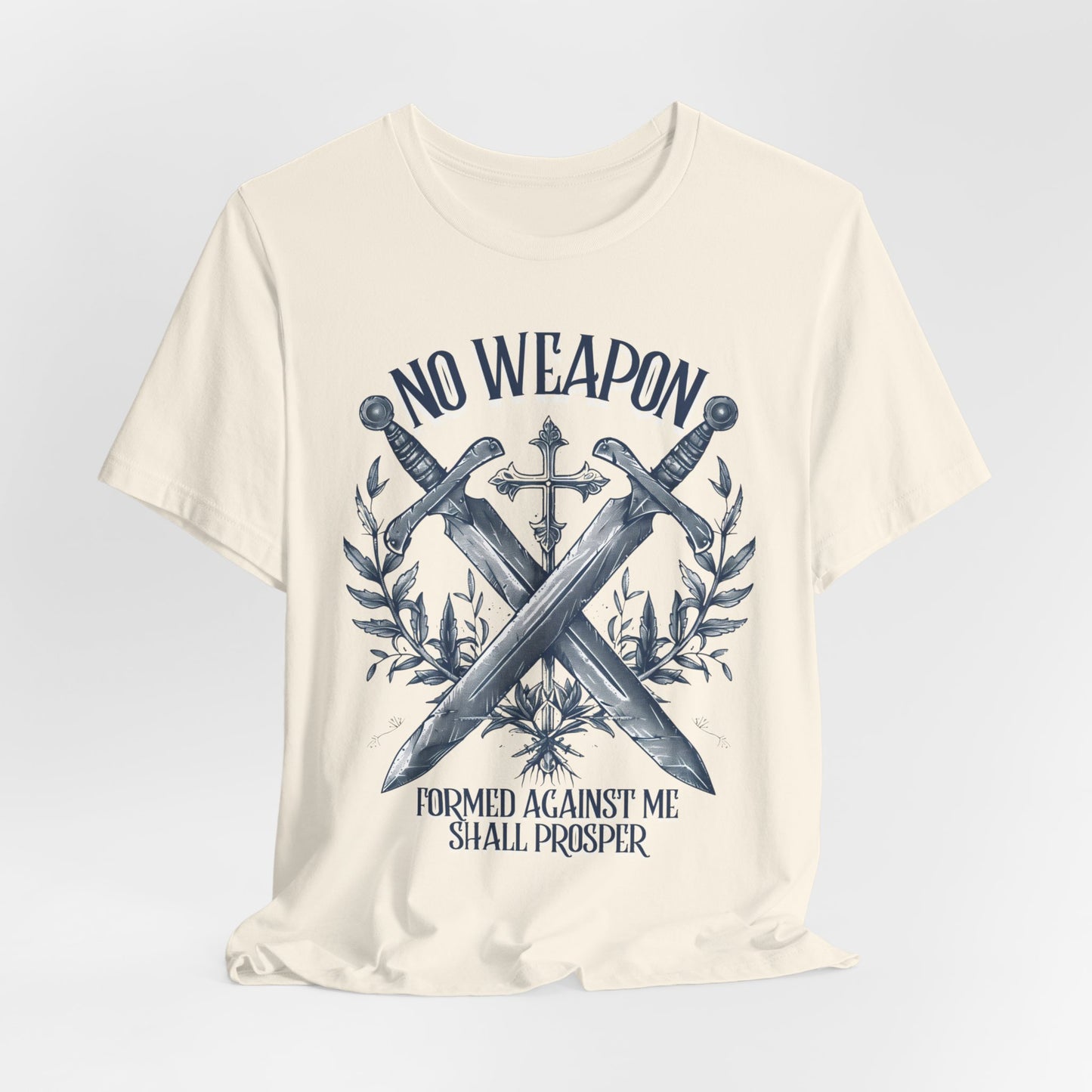 No Weapon Formed Against Me T-shirt - Unisex Jersey Short Sleeve Tee, Christian Merch, Christian Streetwear, Faith Based Shirt, Christian Apparel, Christian Shirts