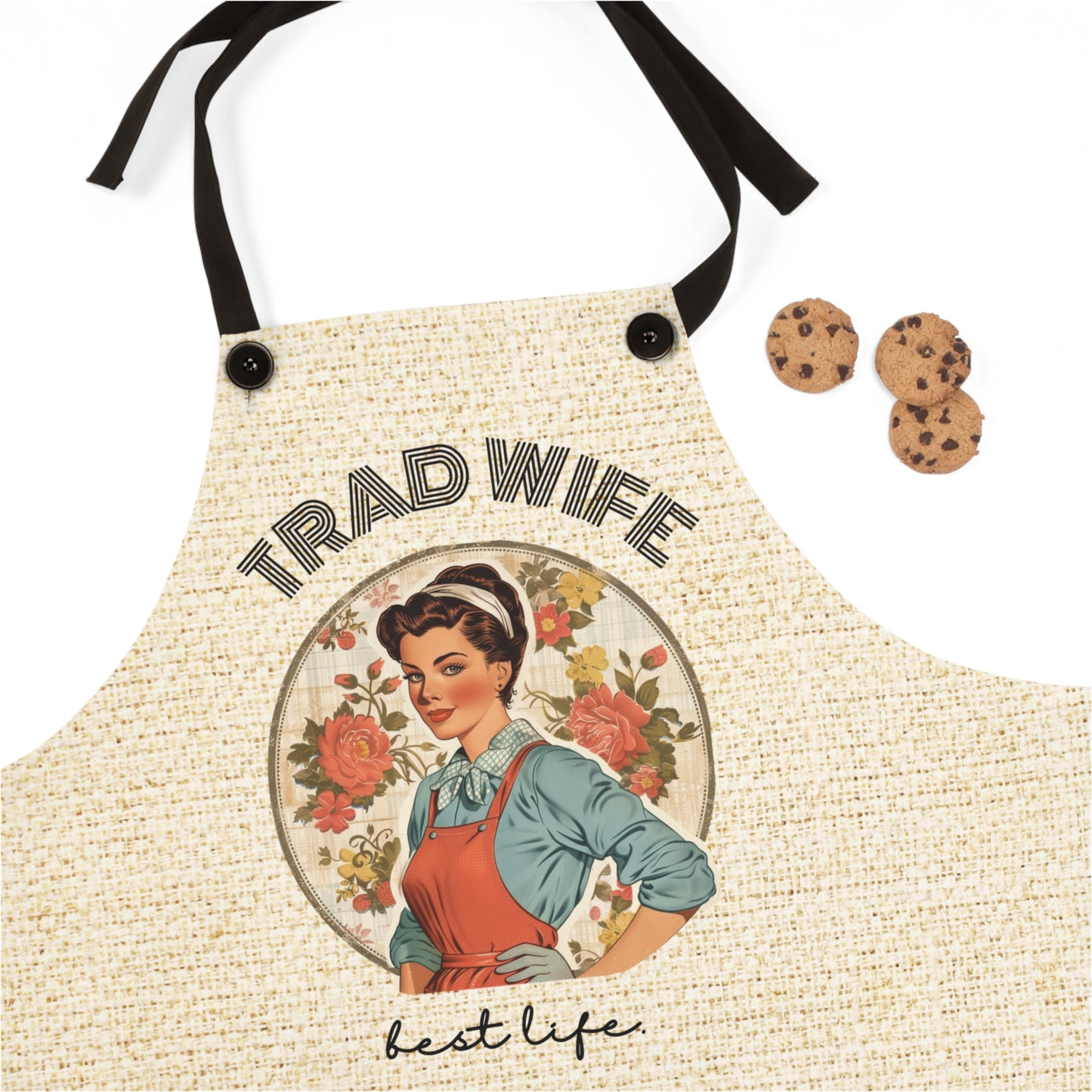 Trad Wife Apron (AOP), Cute Housewife Apron, Vintage Homemaker Kitchen Accessories, Gifts for Traditional Women, Wifely Cooking Gifts