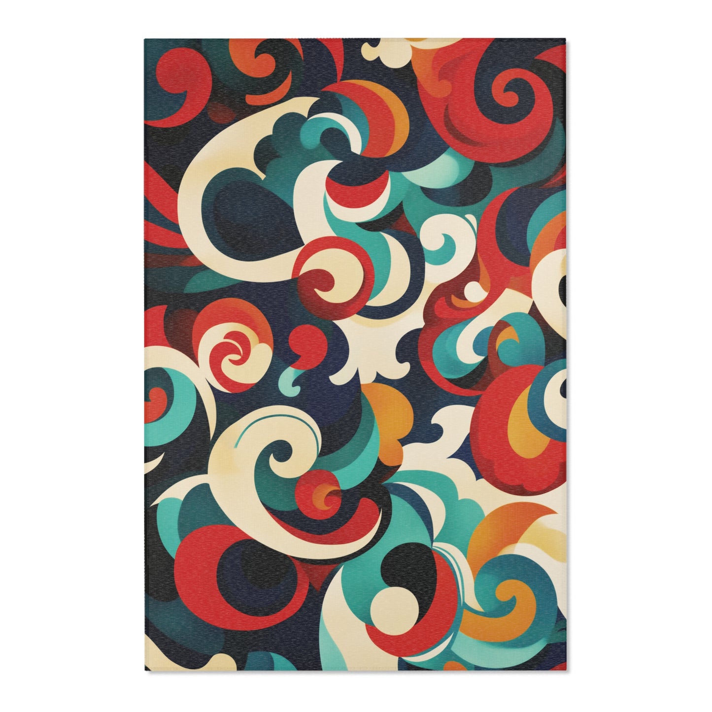 Modern Floral Boho Area Rug, Funky, Off White, & Unique Area Rugs, Custom Print Rug or Bathmat, 3 Sizes - 24x36 in, 36x60 in and 48x72 in