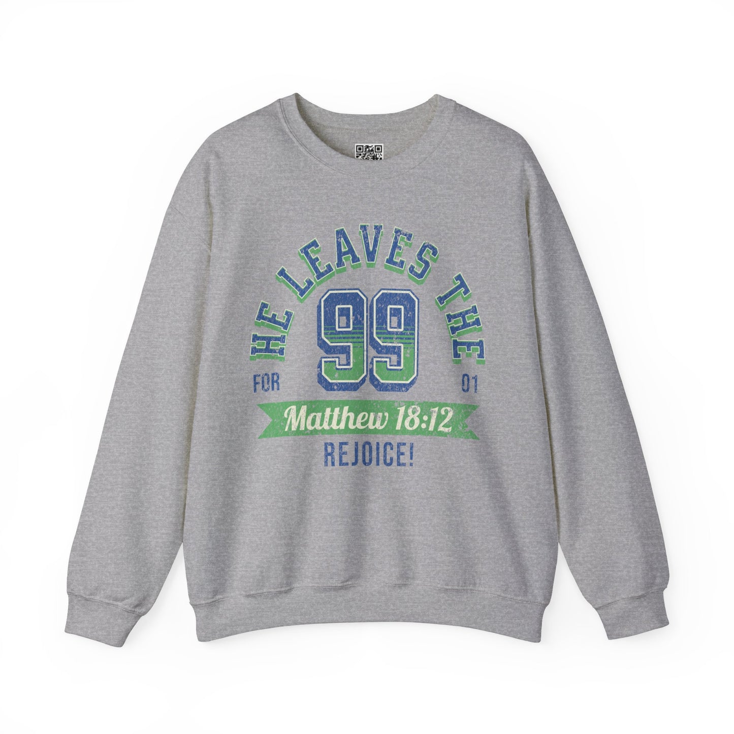 He Leaves the 99 Unisex Heavy Blend Crewneck Sweatshirt, Christian Merch, Christian Streetwear, Ministry Shirt, Faith Based Shirt, Jesus Apparel