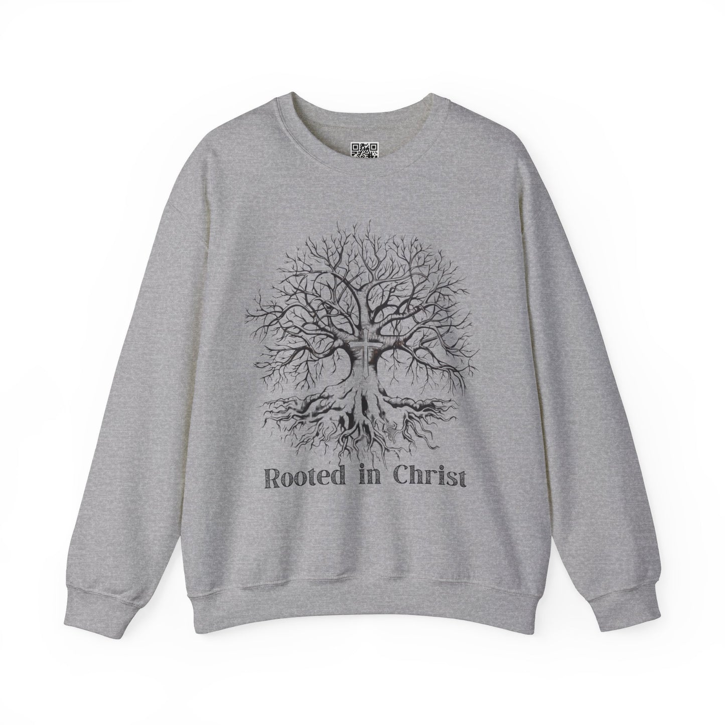 Rooted in Christ Unisex Heavy Blend Crewneck Sweatshirt, Christian Merch, Christian Streetwear, Ministry Shirt, Faith Based Shirt, Jesus Apparel
