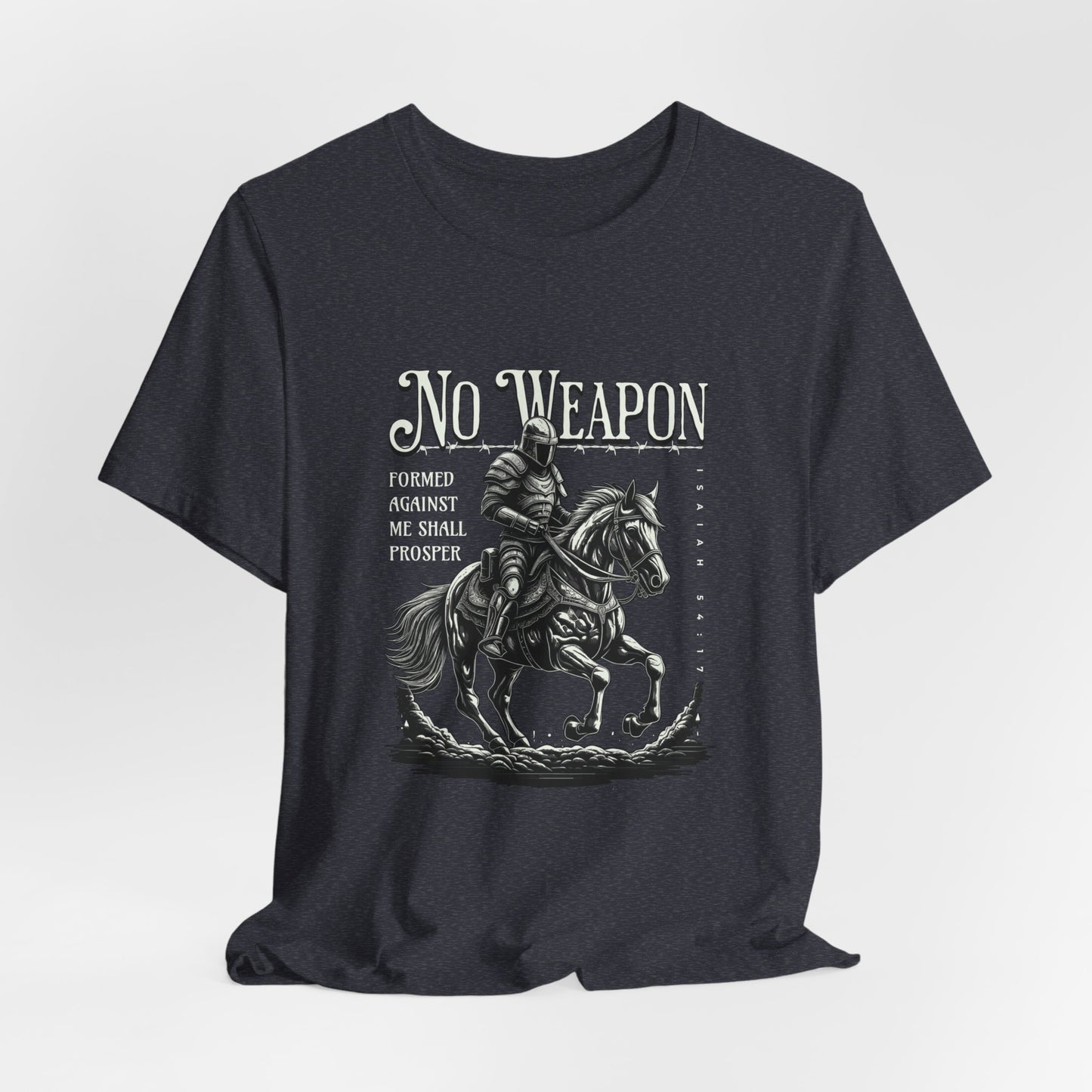 No Weapon Formed Against Me Shall Prosper Unisex Jersey Short Sleeve Tee, Christian Merch, Jesus Loves You, Faith Based Shirt, Christian Apparel, Jesus Apparel