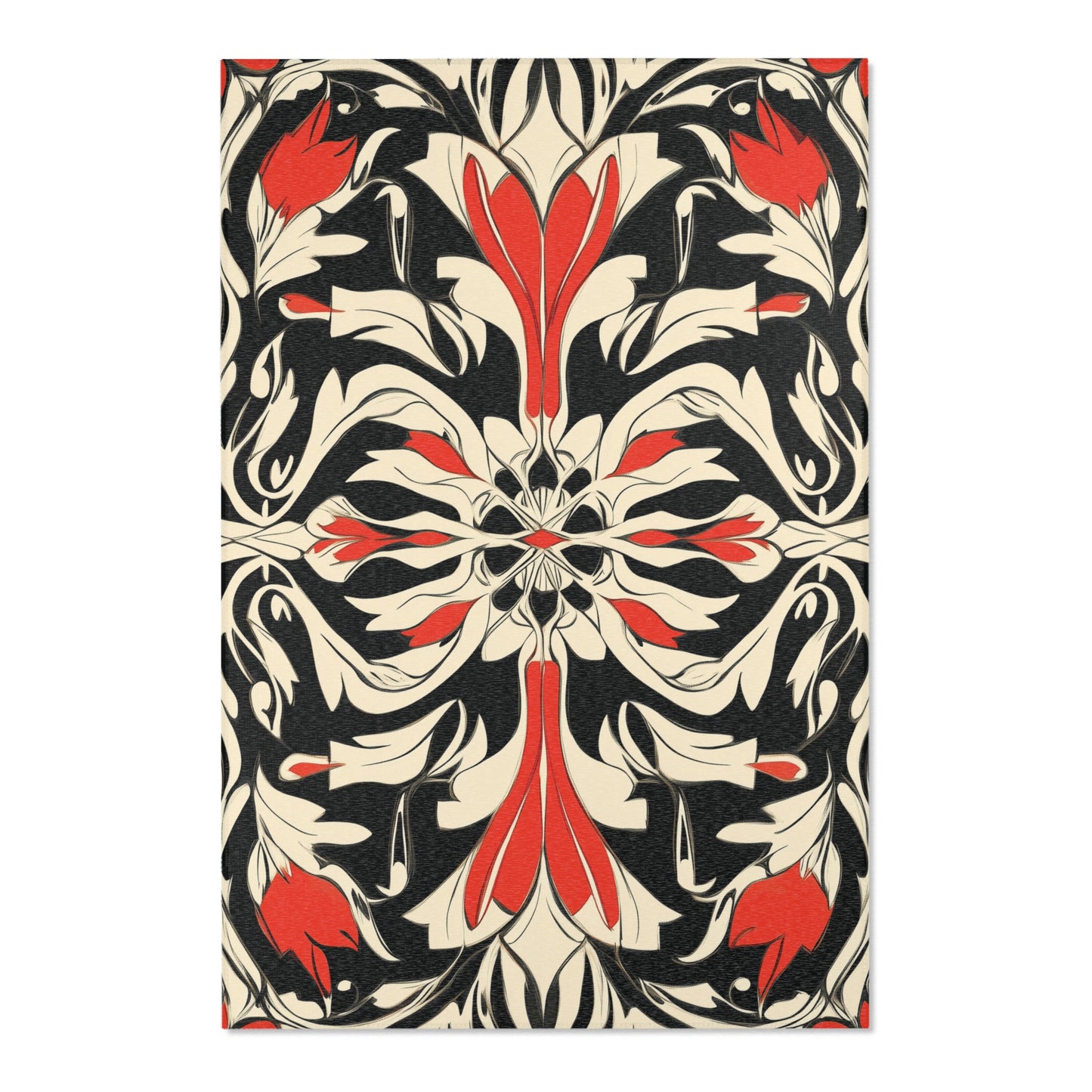 Modern Floral Boho Area Rug, Funky, Off White, & Unique Area Rugs, Custom Print Rug or Bathmat, 3 Sizes - 24x36 in, 36x60 in and 48x72 in