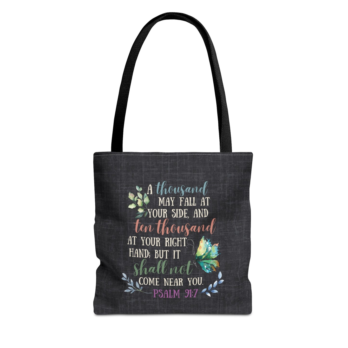 Psalm 91:7 Tote Bag, Christian Merch, Gifts of the Holy Spirit, Travel Bag, Bible Bag, , Book Bag, Getaway Bag, Secret Santa Gift, Gift for Church People