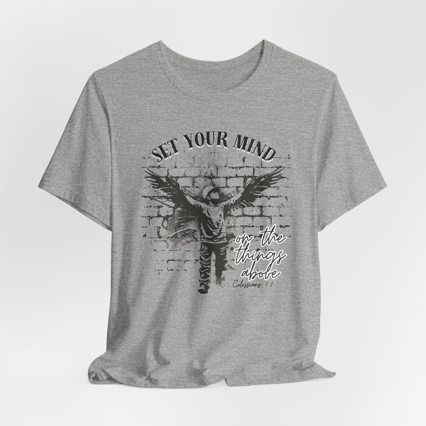 Set Your Mind on the Things Above Unisex Jersey Short Sleeve Tee, Christian Merch, Jesus Loves You, Faith Based Shirt, Christian Apparel, Jesus Apparel