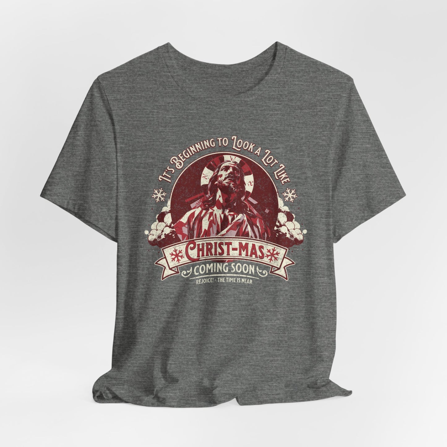 It's Beginning to Look A Lot like Christ-mas T-Shirt - Unisex Jersey Short Sleeve Tee, Christian Merch, Christian Streetwear, Ministry Shirt, Faith Based Shirt, Praise Tee, Jesus Apparel