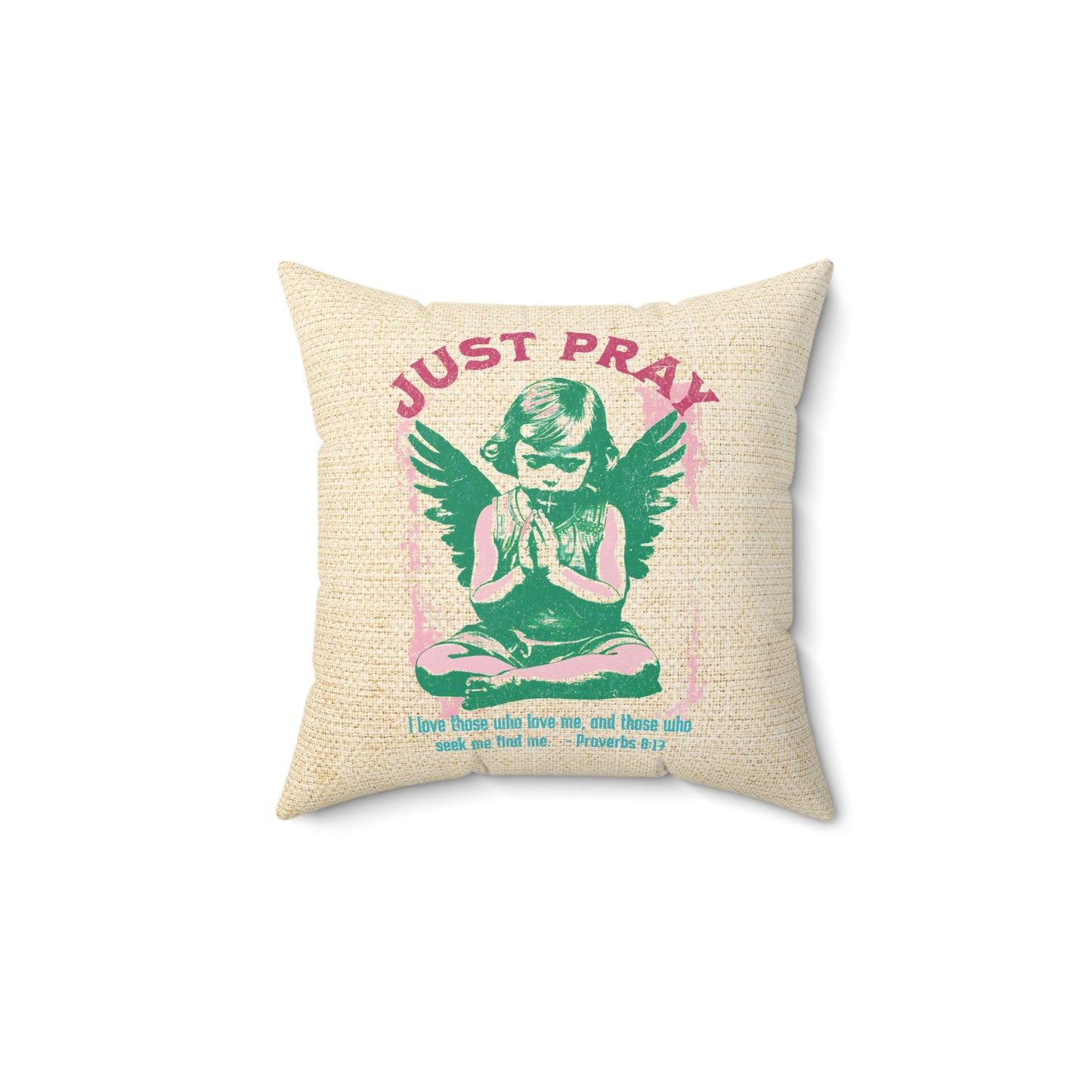 Just Pray Throw Pillow, Spun Polyester Square, Christian Home Décor Items and Gifts, Religious Pillows, Gift for Christian Family and Friends