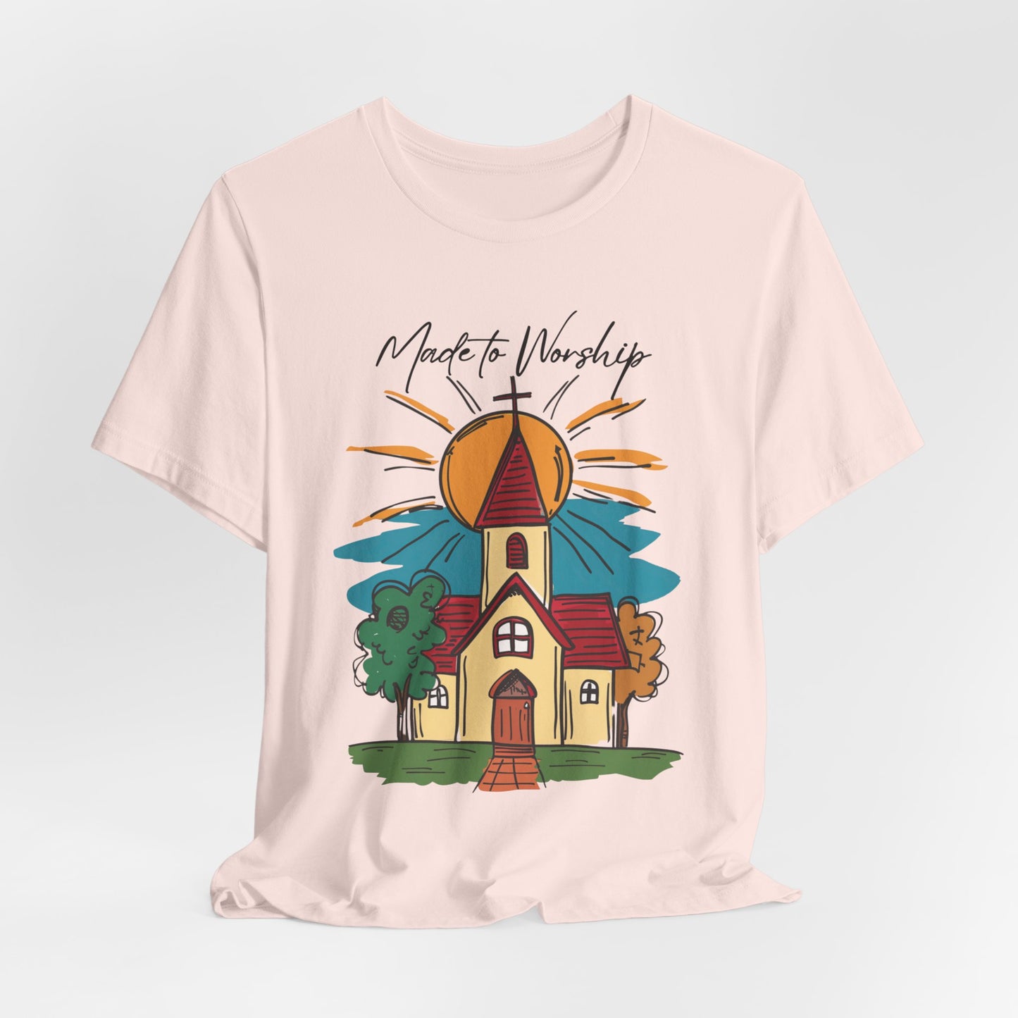 Made to Worship T-shirt - Unisex Jersey Short Sleeve Tee, Christian Merch, Christian Streetwear, Faith Based Shirt, Christian Apparel, Christian Shirts