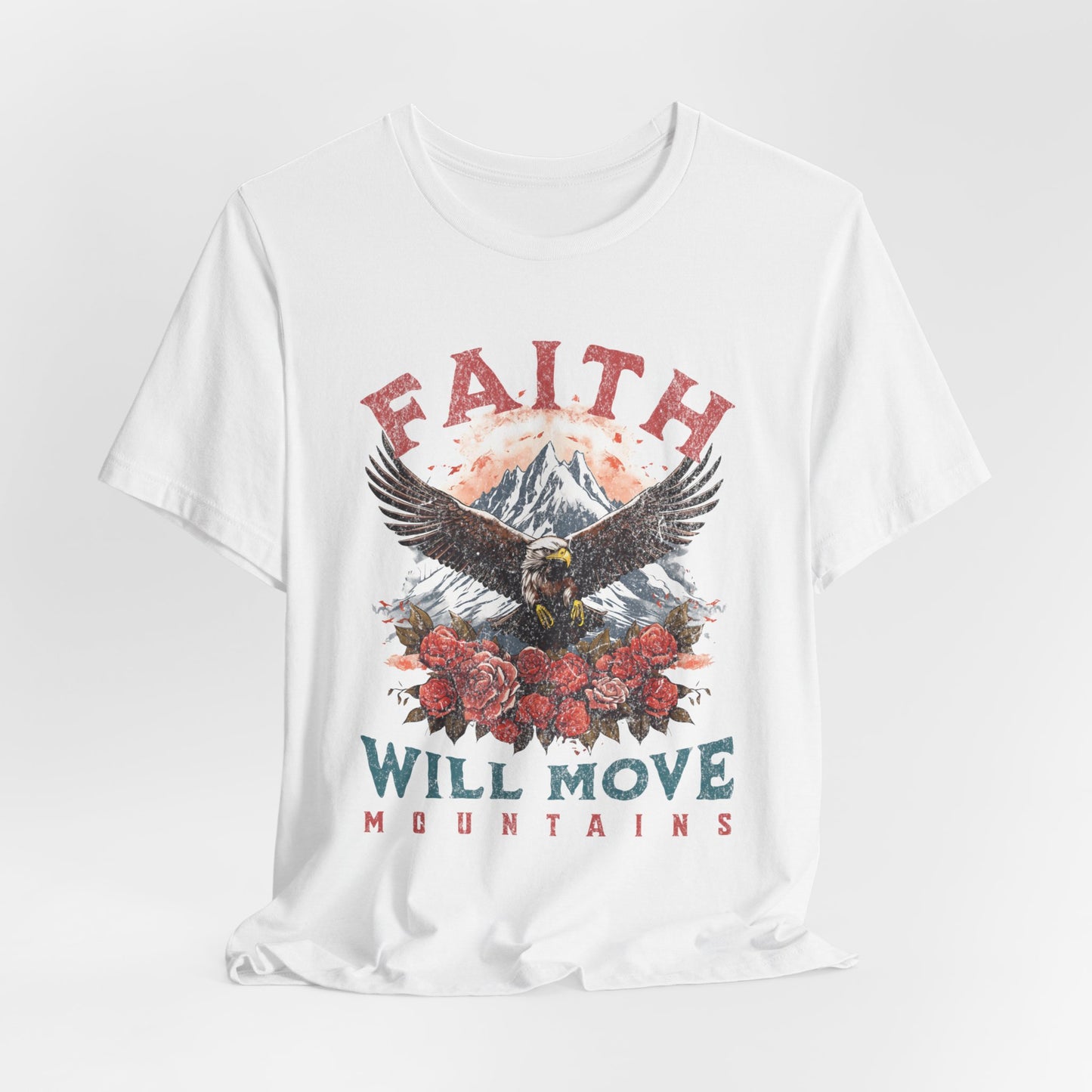 Faith Will Move Mountains T-Shirt - Unisex Jersey Short Sleeve Tee, Christian Merch, Christian Streetwear, Faith Based Shirt, Jesus Apparel