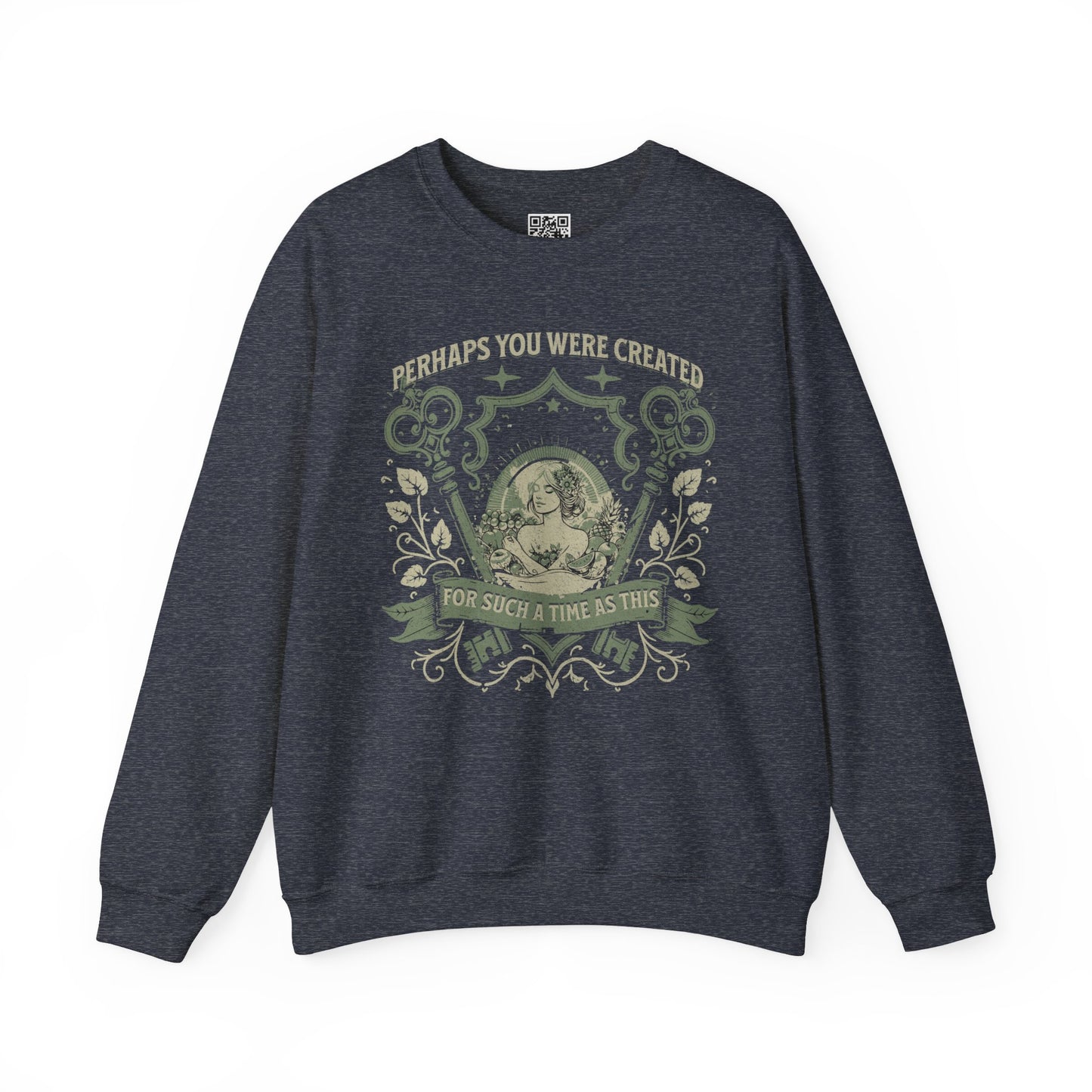 Perhaps you were Created for Such a Time as This Unisex Heavy Blend Crewneck Sweatshirt, Christian Merch, Christian Streetwear, Ministry Shirt, Faith Based Shirt, Jesus Apparel