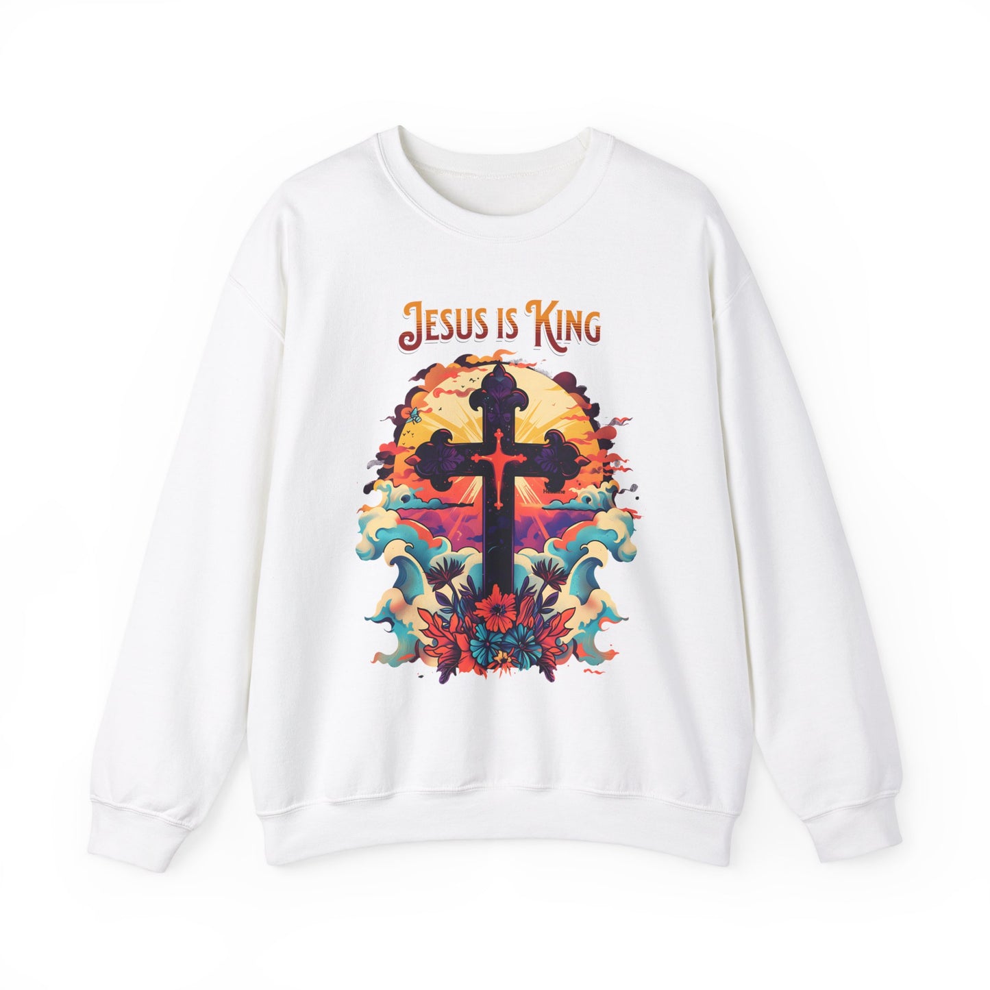 Jesus is King Unisex Heavy Blend™ Crewneck Sweatshirt, Christian Merch, Christian Streetwear, Ministry Shirt, Jesus Apparel, Jesus Freak Tee
