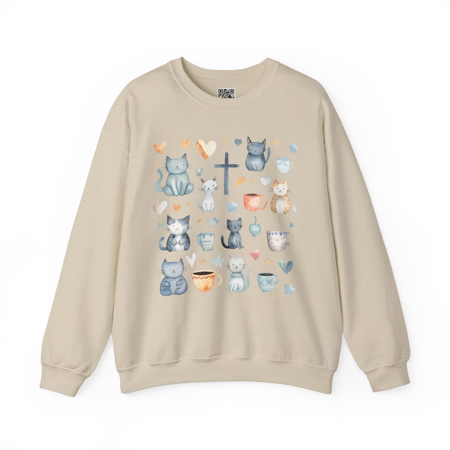 Jesus, Cats, and Coffee Unisex Heavy Blend Crewneck Sweatshirt, Christian Merch, Christian Streetwear, Ministry Shirt, Faith Based Shirt, Jesus Apparel