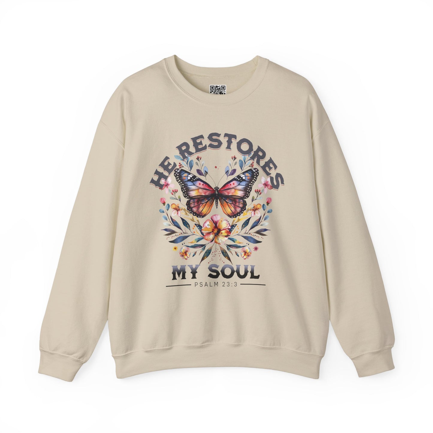 He Restores My Soul Unisex Heavy Blend Crewneck Sweatshirt, Christian Merch, Christian Streetwear, Ministry Shirt, Faith Based Shirt, Jesus Apparel